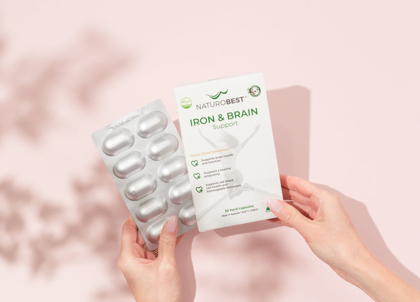 Iron & Brain Support Vegan Iron, Choline, Vitamins C, B12 & Folate